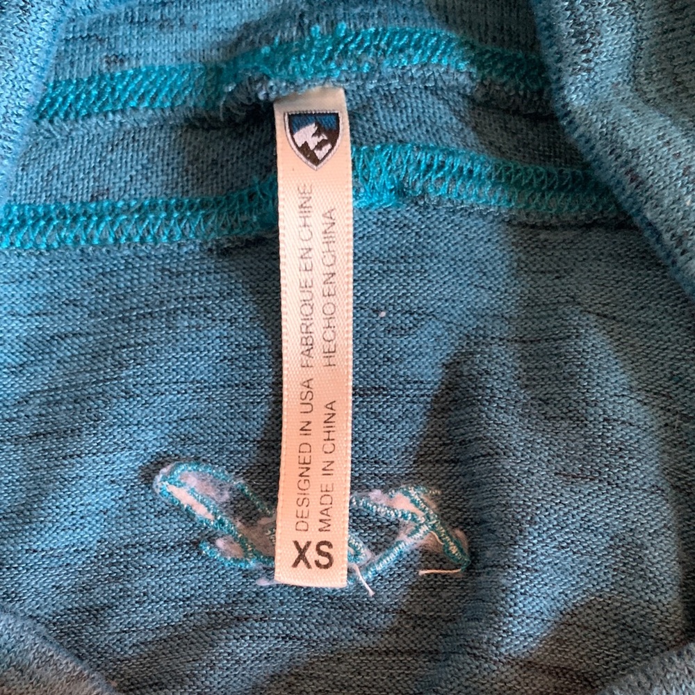 Kuhl Women's Heathered Teal Lea Cowl Neck Sweatshirt XS Lagenlook Cabincore - Picture 8 of 9